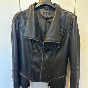 Lulu Black Plether Faux Leather Jacket Moto Jacket